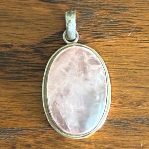 Large Rose Quartz Oval Pendant